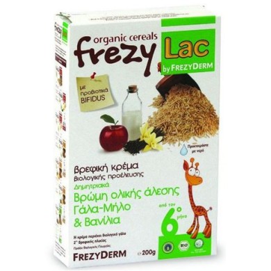 FREZYDERM FREZYLAC BIO CEREAL ΒΡΩΜΗ-ΓΑΛΑ-ΜΗΛΟ-ΒΑΝΙΛΙΑ 200GR Διατροφή Μωρού