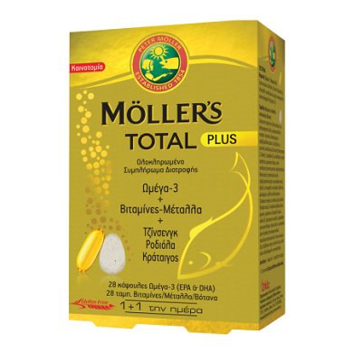 MOLLER'S TOTAL PLUS OMEGA-3 + VITAMINS + MINERALS 28 CAPS + 28 TABS 
