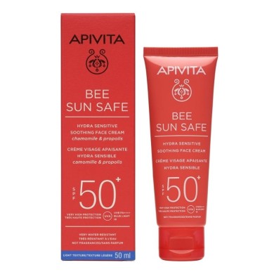 APIVITA BEE SUN SAFE ΚΑΤΑΠΡΑΫΝΤΙΚΗ ΚΡΕΜΑ ΠΡΟΣΩΠΟΥ ΓΙΑ ΕΥΑΙΣΘΗΤΕΣ ΕΠΙΔΕΡΜΙΔΕΣ χαμομήλι & πρόπολη SPF50 50ML ΓΥΝΑΙΚΑ