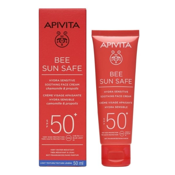 APIVITA BEE SUN SAFE ΚΑΤΑΠΡΑΫΝΤΙΚΗ ΚΡΕΜΑ ΠΡΟΣΩΠΟΥ ΓΙΑ ΕΥΑΙΣΘΗΤΕΣ ΕΠΙΔΕΡΜΙΔΕΣ χαμομήλι & πρόπολη SPF50 50ML ΓΥΝΑΙΚΑ APIVITA BEE SUN SAFE ΚΑΤΑΠΡΑΫΝΤΙΚΗ ΚΡΕΜΑ ΠΡΟΣΩΠΟΥ ΓΙΑ ΕΥΑΙΣΘΗΤΕΣ ΕΠΙΔΕΡΜΙΔΕΣ χαμομήλι & πρόπολη SPF50 50ML ΓΥΝΑΙΚΑ