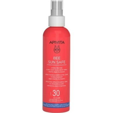 APIVITA BEE SUN SAFE ΕΝΥΔΑΤΙΚΟ SPRAY ΕΛΑΦΡΙΑΣ ΥΦΗΣ ΓΙΑ ΠΡΟΣΩΠΟ & ΣΩΜΑ θαλάσσια φύκη & πρόπολη SPF30 200ML ΓΥΝΑΙΚΑ