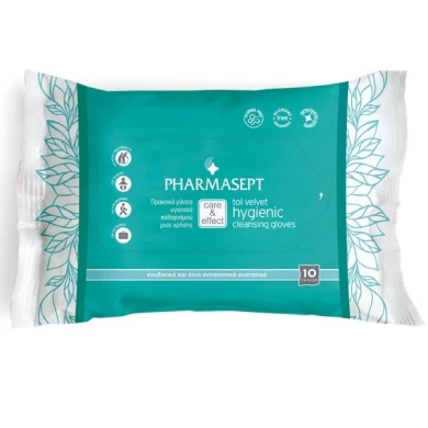PHARMASEPT TOL VELVET HYGIENIC CLEANSING GLOVES 10ΤΜΧ Αφρόλουτρα